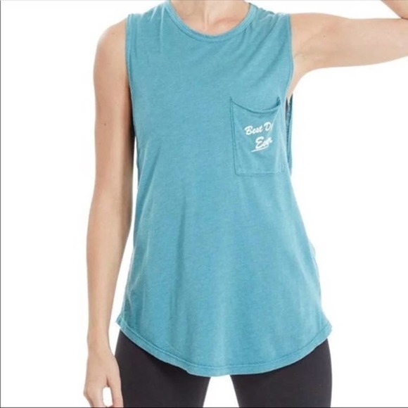 good hYOUman. | Best Day Ever Riley Pocket Tank | Peacock Teal - Picture 1 of 6